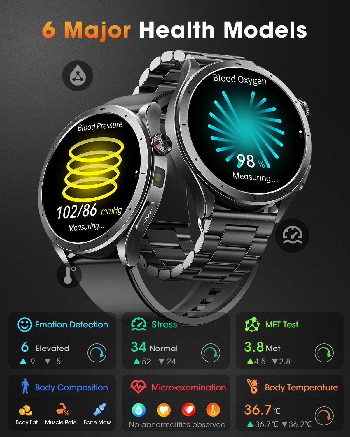 Montre connectée homme ECG HRV AI-GPT tension artérielle santé