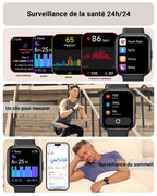 Montre connectée homme femme 1,85" Alexa — 100+ modes sport, SpO2, 3ATM
