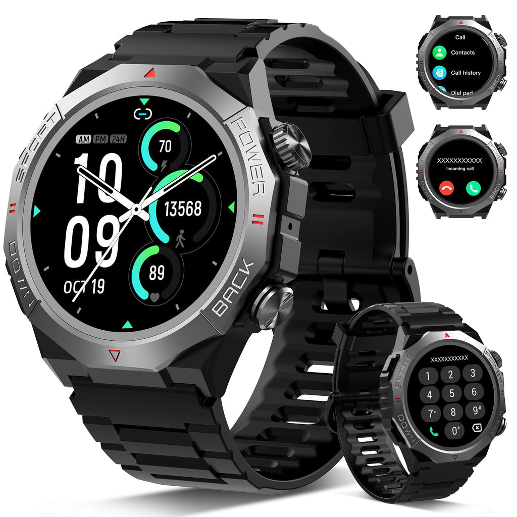 Montre connectée militaire homme femme 1,39 pouces HD appel Bluetooth GPS