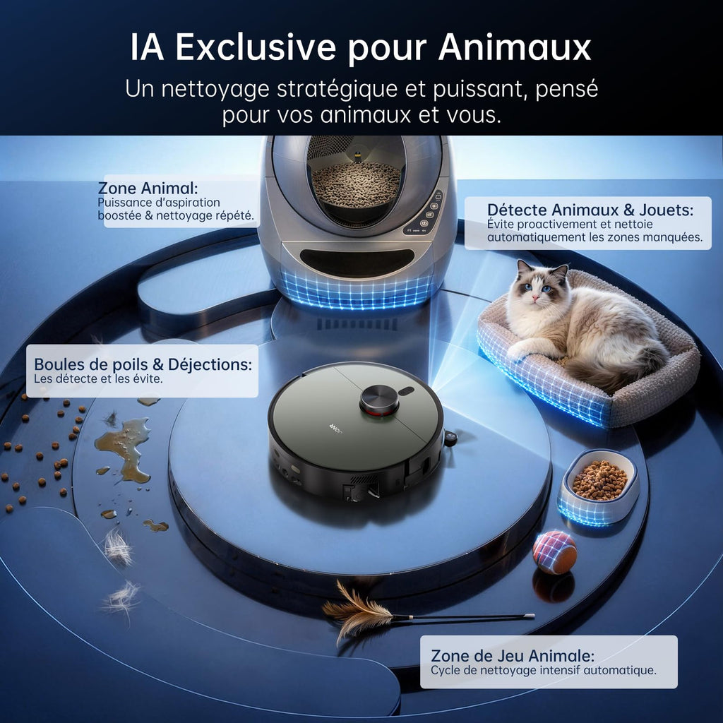 Robot aspirateur rouleau lavant 20000Pa cartographie LiDAR autonomie