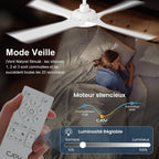 Ventilateur de plafond 122 cm blanc silencieux — LED 6 vitesses — vue 4