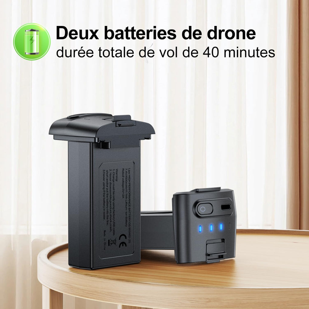 Drone caméra 4K débutants avancés 2 batteries longue autonomie GPS