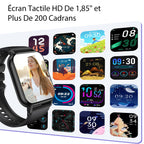 Montre connectée homme femme 1,85 pouces HD appel Bluetooth suivi sommeil
