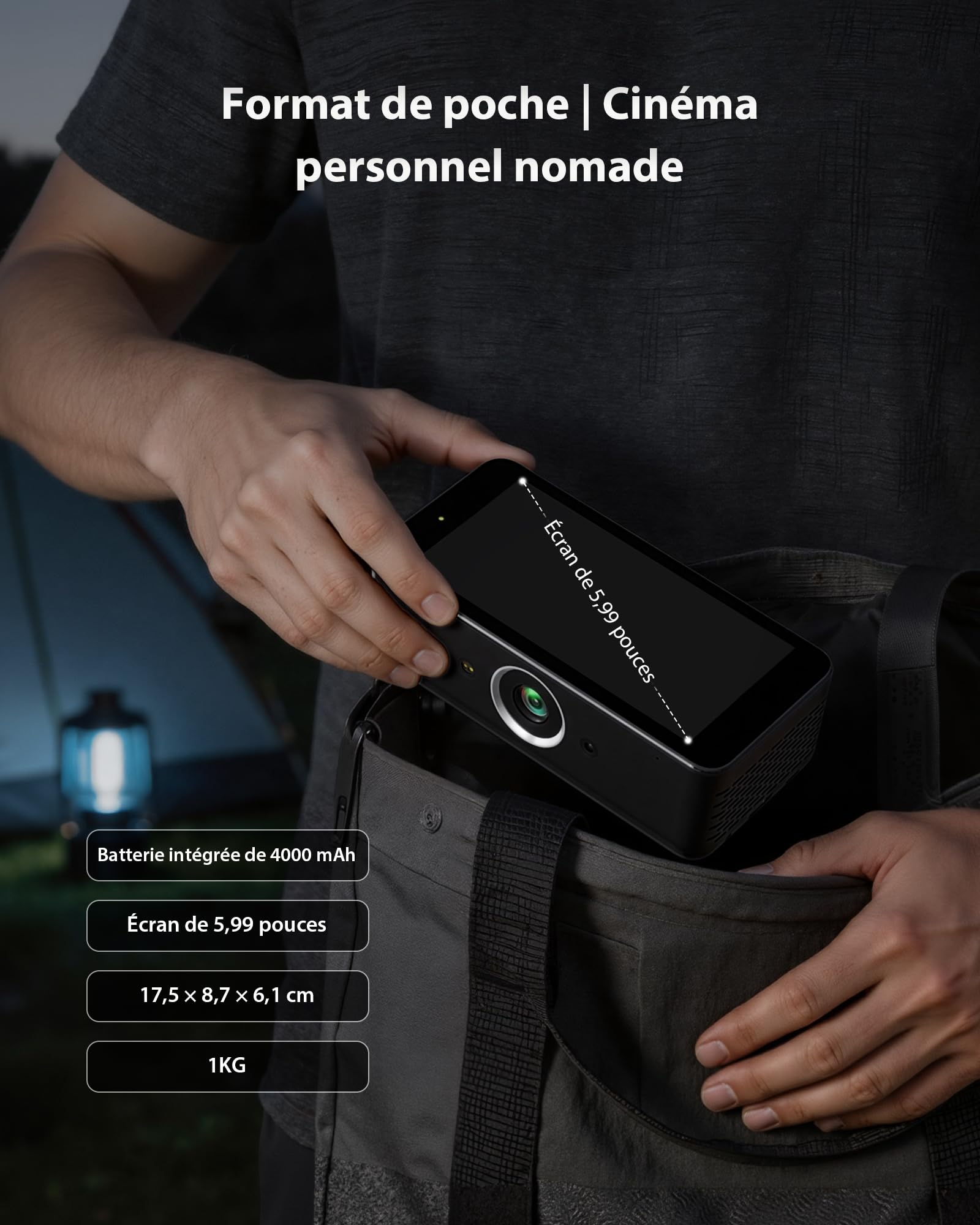Vidéoprojecteur 4K 64Go stockage batterie intégrée Android 12 smart