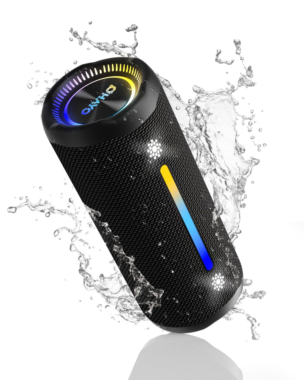 Enceinte Bluetooth lumineuse 25W — woofer + tweeter, 6 effets RGB, IPX7, 24h