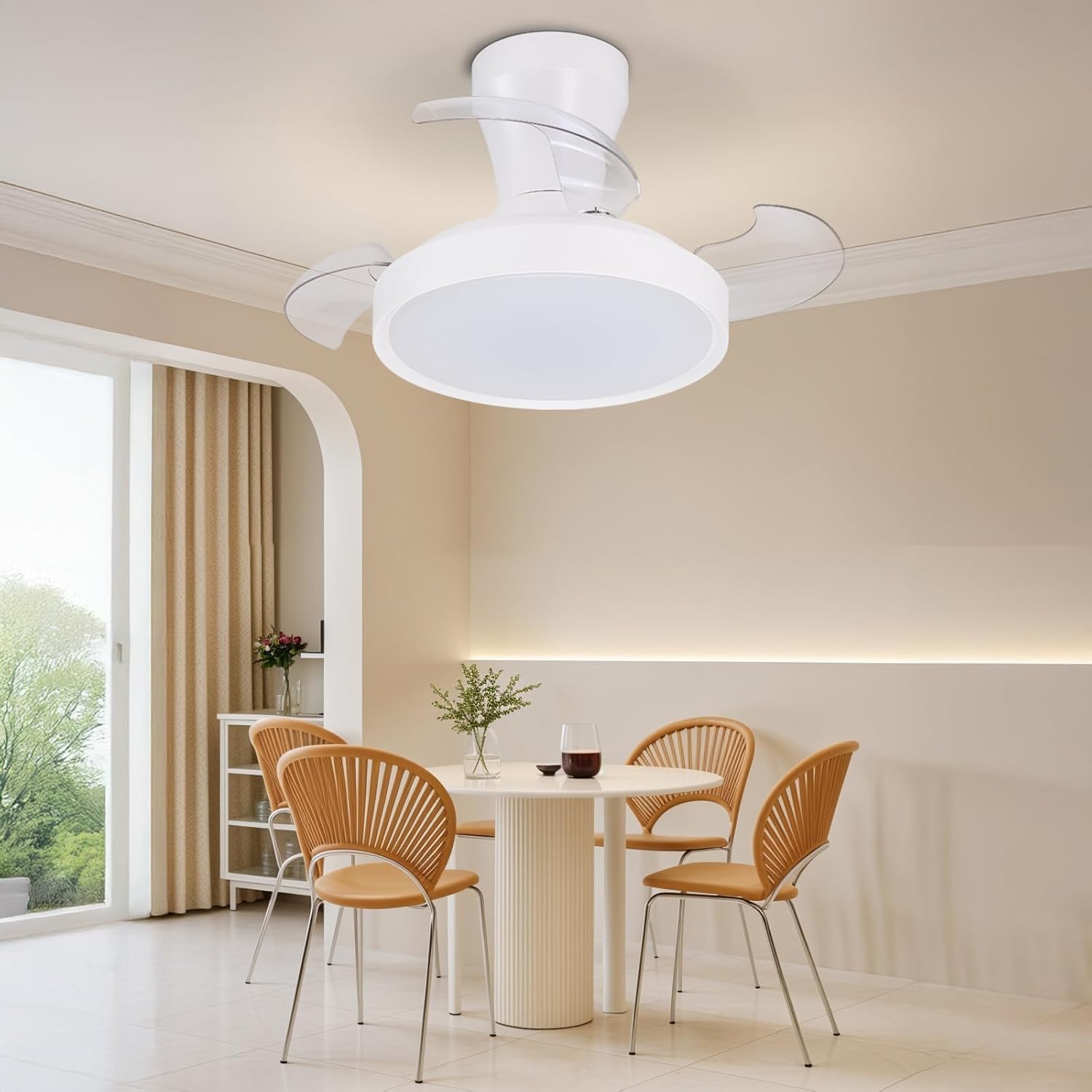 Ventilateur de plafond LED rétractable Ø55 cm — silencieux été/hiver — vue 6