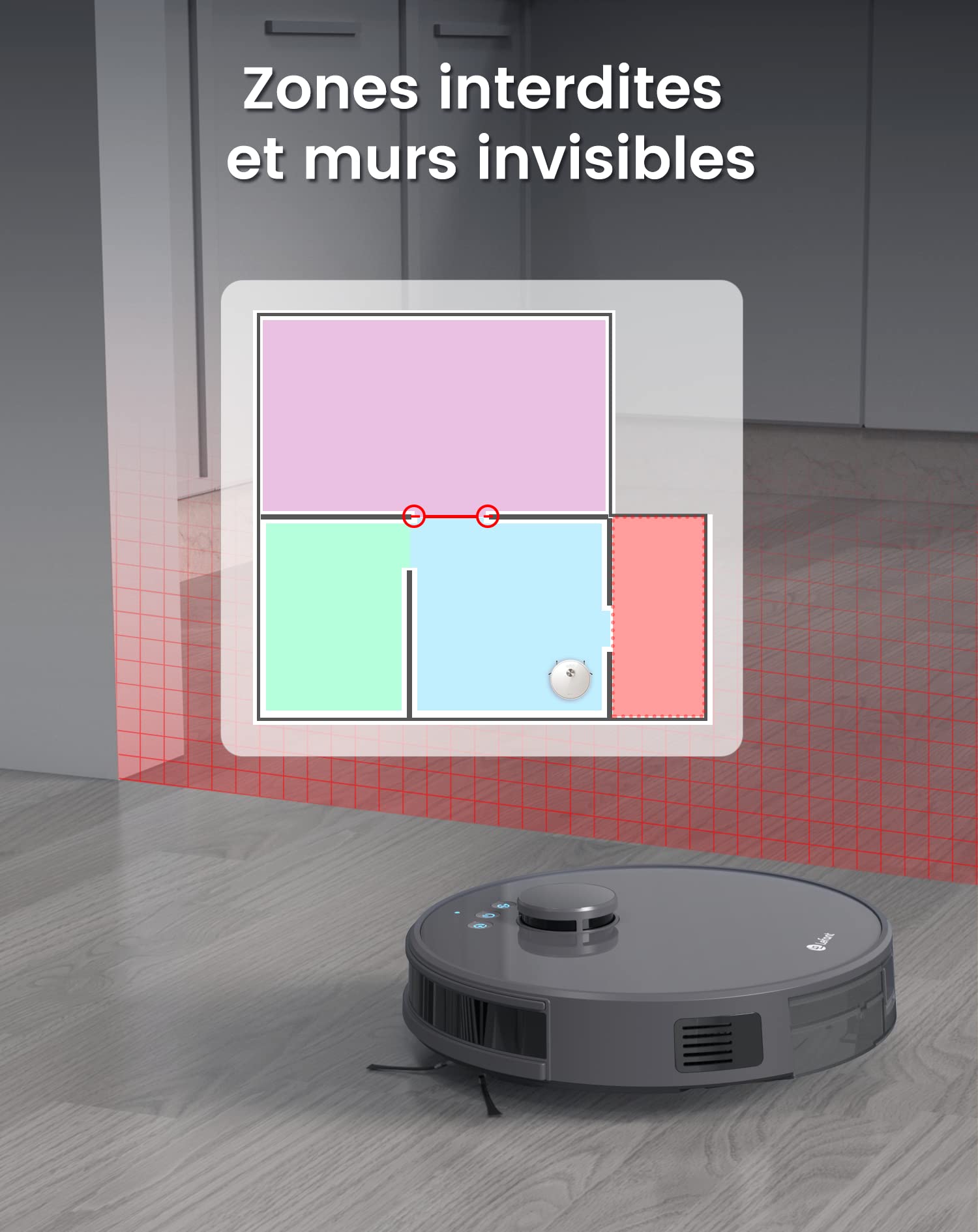 Robot aspirateur laveur 2 en 1 5500Pa navigation LiDAR 200min cartographie