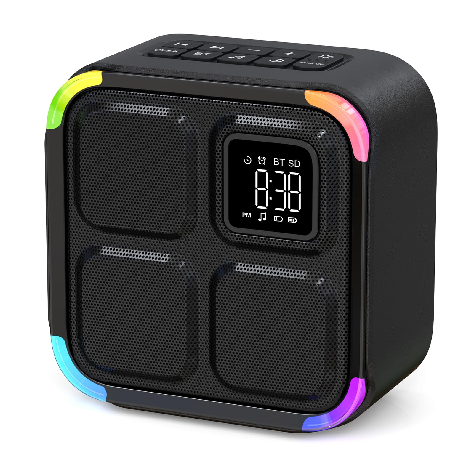 Enceinte Bluetooth 5-en-1 avec veilleuse — machine à bruit blanc, 30 sons, réveil LED