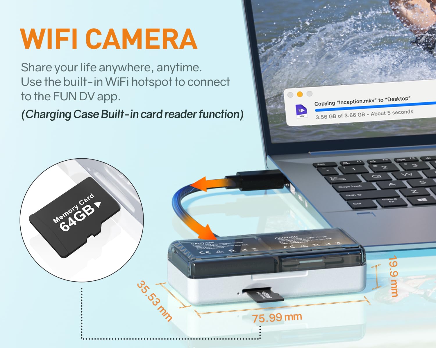 Caméra action 4K zoom 8X écran tactile — étanche 40 m, stabilisation 6 axes, WiFi 60fps + télécommande