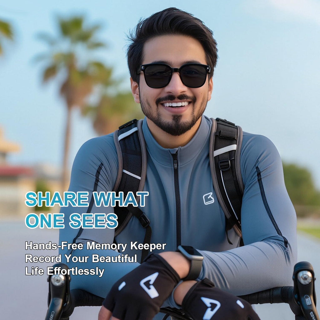 Lunettes connectées IA caméra 4K — monture fine, photo & vidéo mains libres