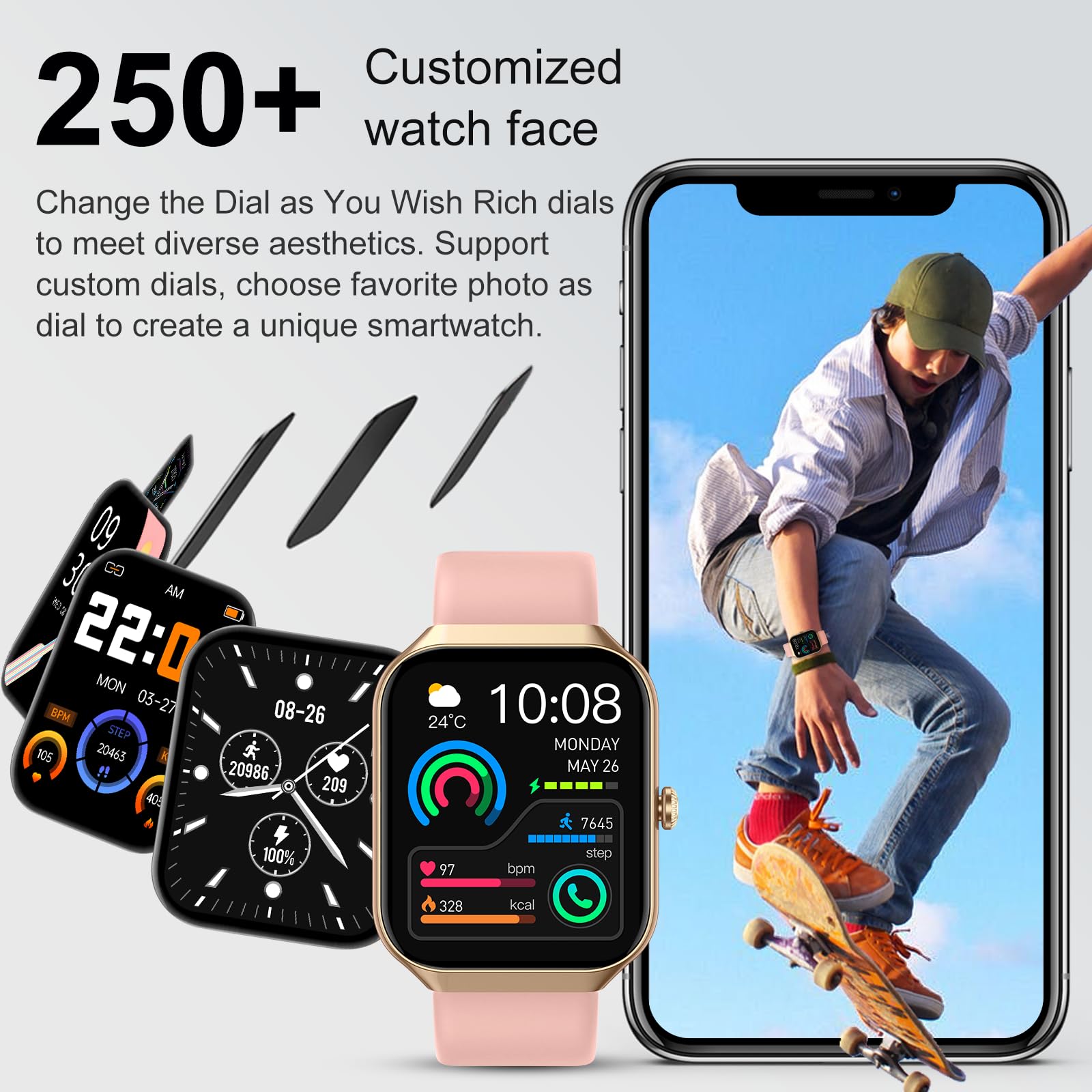 Montre connectée femme 1,96 pouces appel Bluetooth suivi santé sport fitness