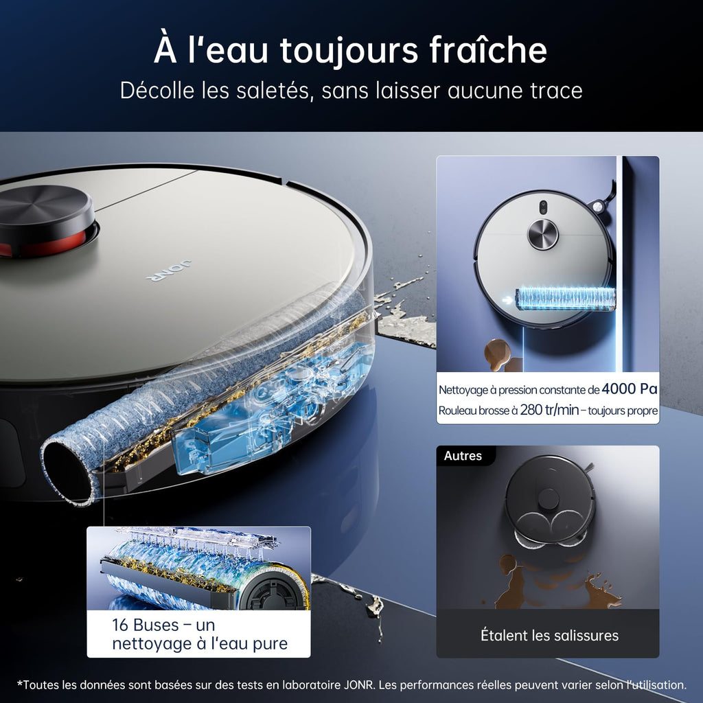 Robot aspirateur rouleau lavant 20000Pa cartographie LiDAR autonomie