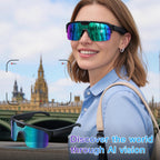 Lunettes connectées vélo caméra 8 MP — verres miroir bleus, Bluetooth