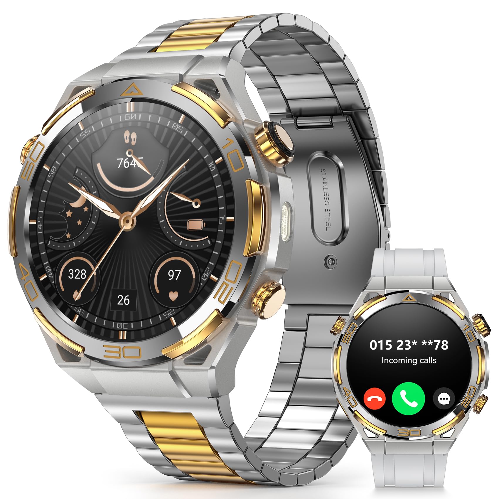 Montre connectée homme style business luxe or 14K ChatGPT intégré