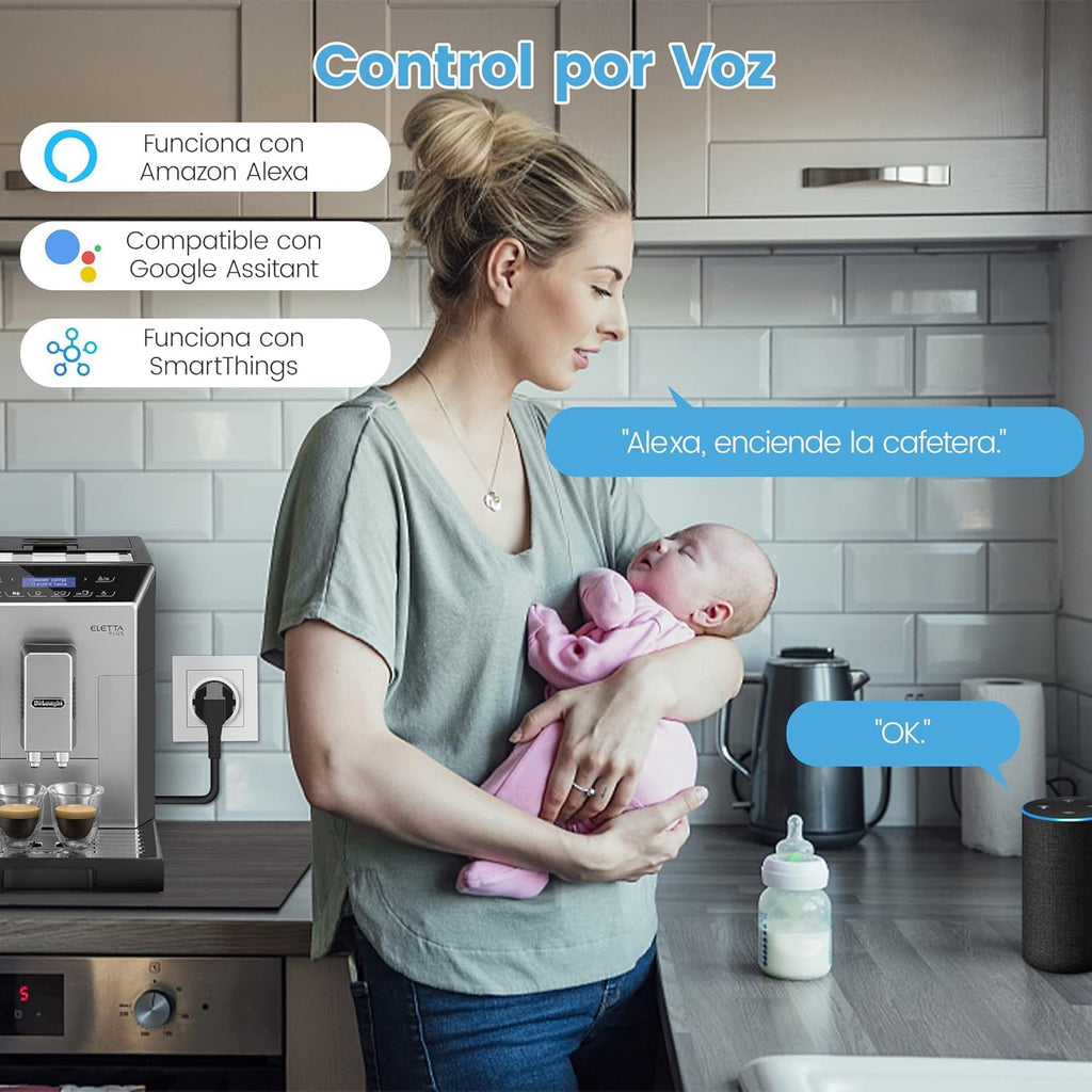 Lot 4 prises WiFi intelligentes 16A mesure courant, compatible Alexa