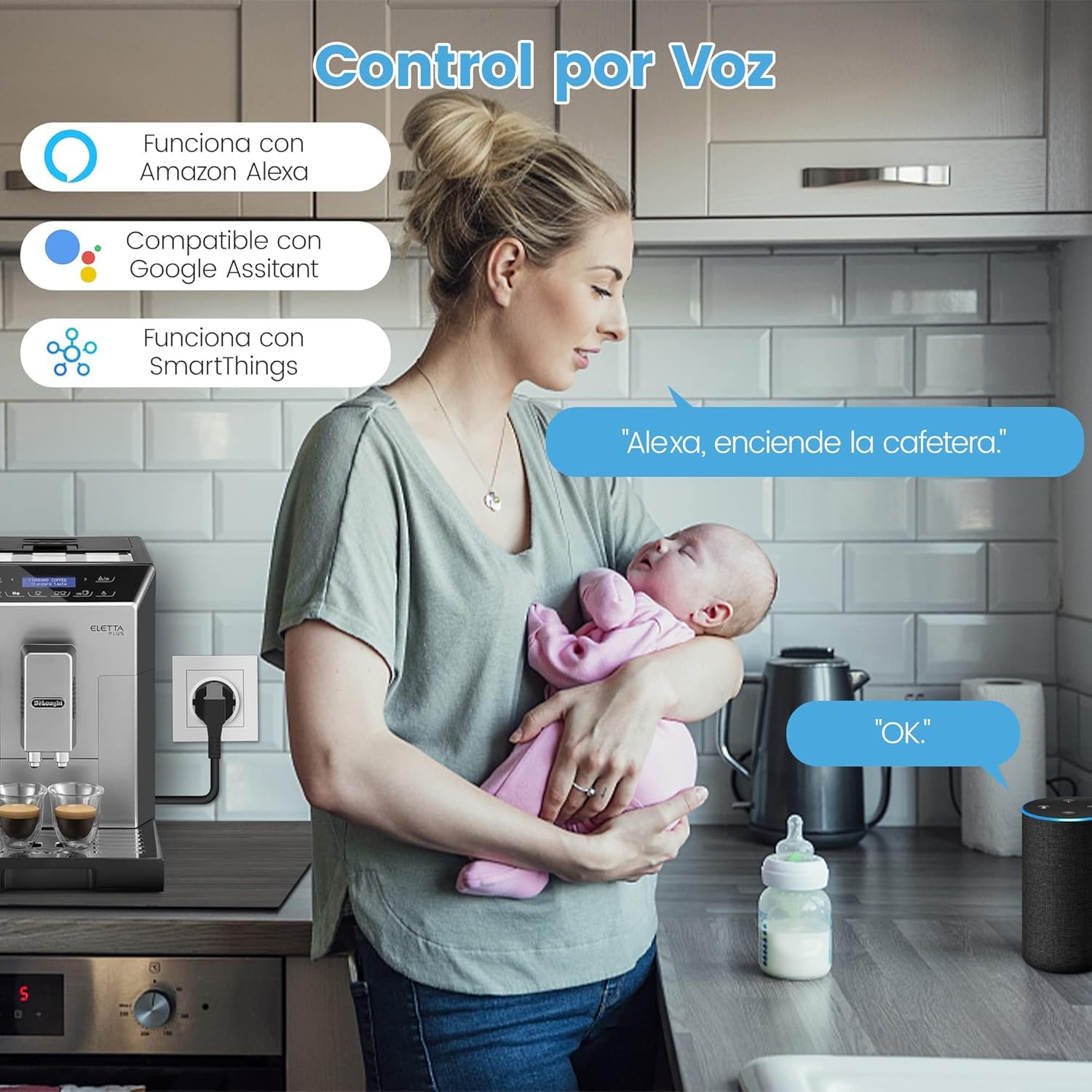 Lot 4 prises WiFi intelligentes 16A mesure courant, compatible Alexa