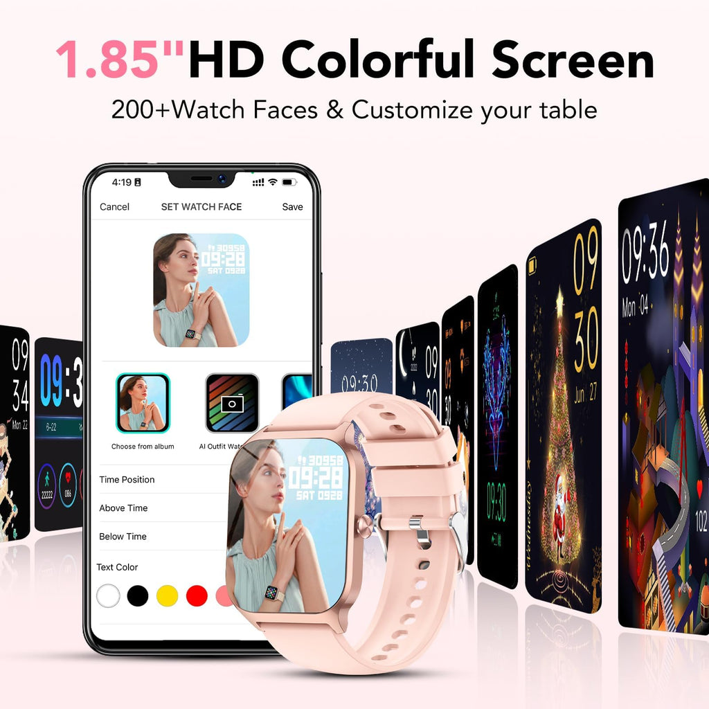 Montre connectée homme femme 1,85" — appels Bluetooth, cardio 24h, 115 modes, IP68