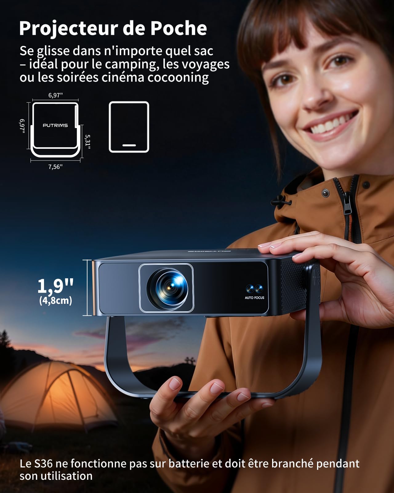 Vidéoprojecteur mini 4K apps officielles live TV rotation 330° autofocus