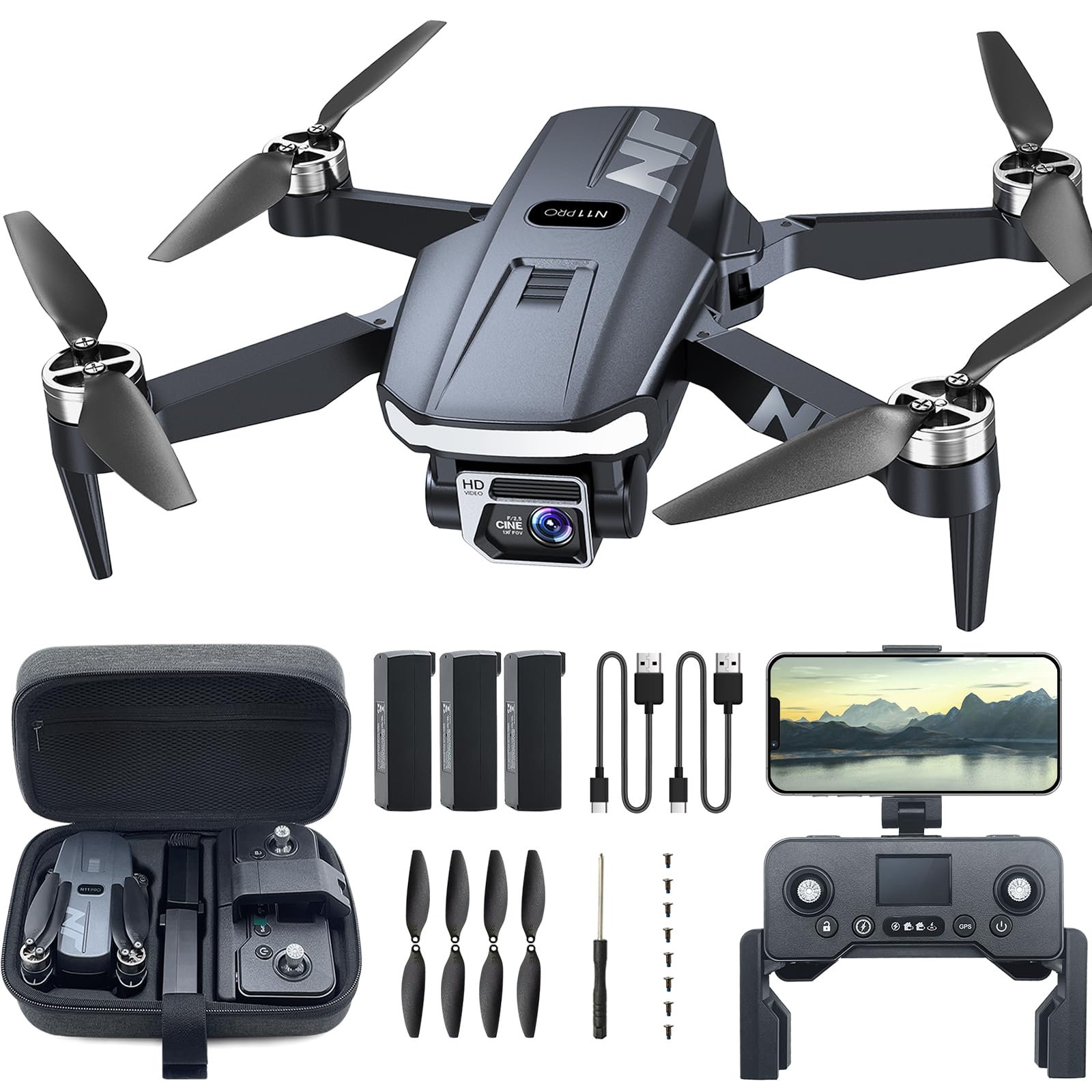 Drone GPS caméra 4K adultes 90 min de vol moteur brushless stabilisé