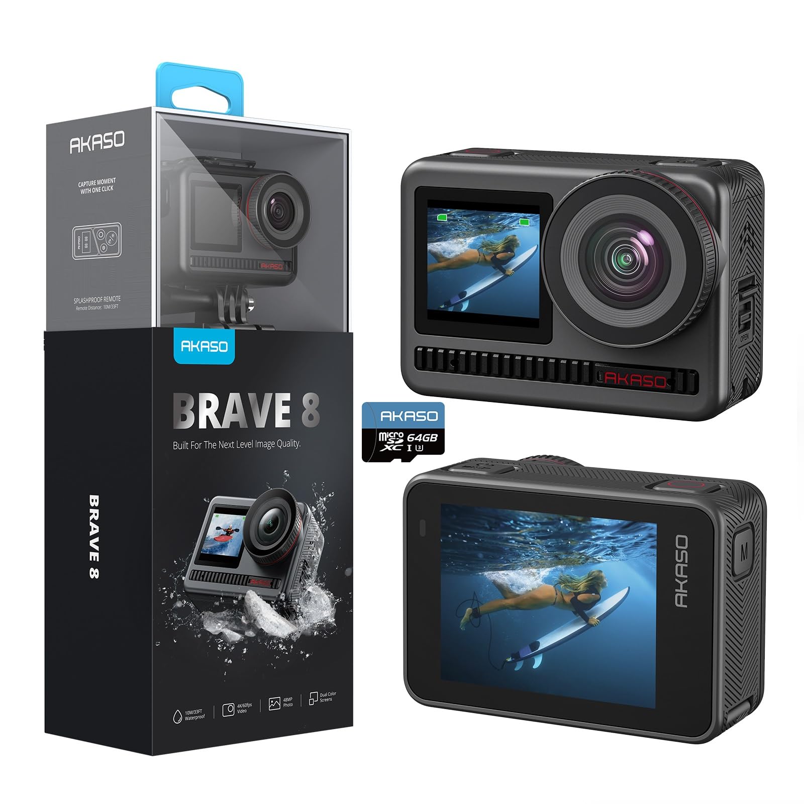 Caméra sport 4K 60fps étanche 60m 48MP WiFi sous-marine action Brave 8