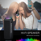 Enceinte Bluetooth 5.3 portable étanche IPX7 — son 360°, lumières RGB, 30h d'autonomie
