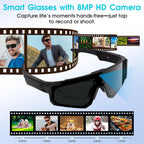 Lunettes connectées caméra HD 1200P — écran shield, enregistrement stabilisé