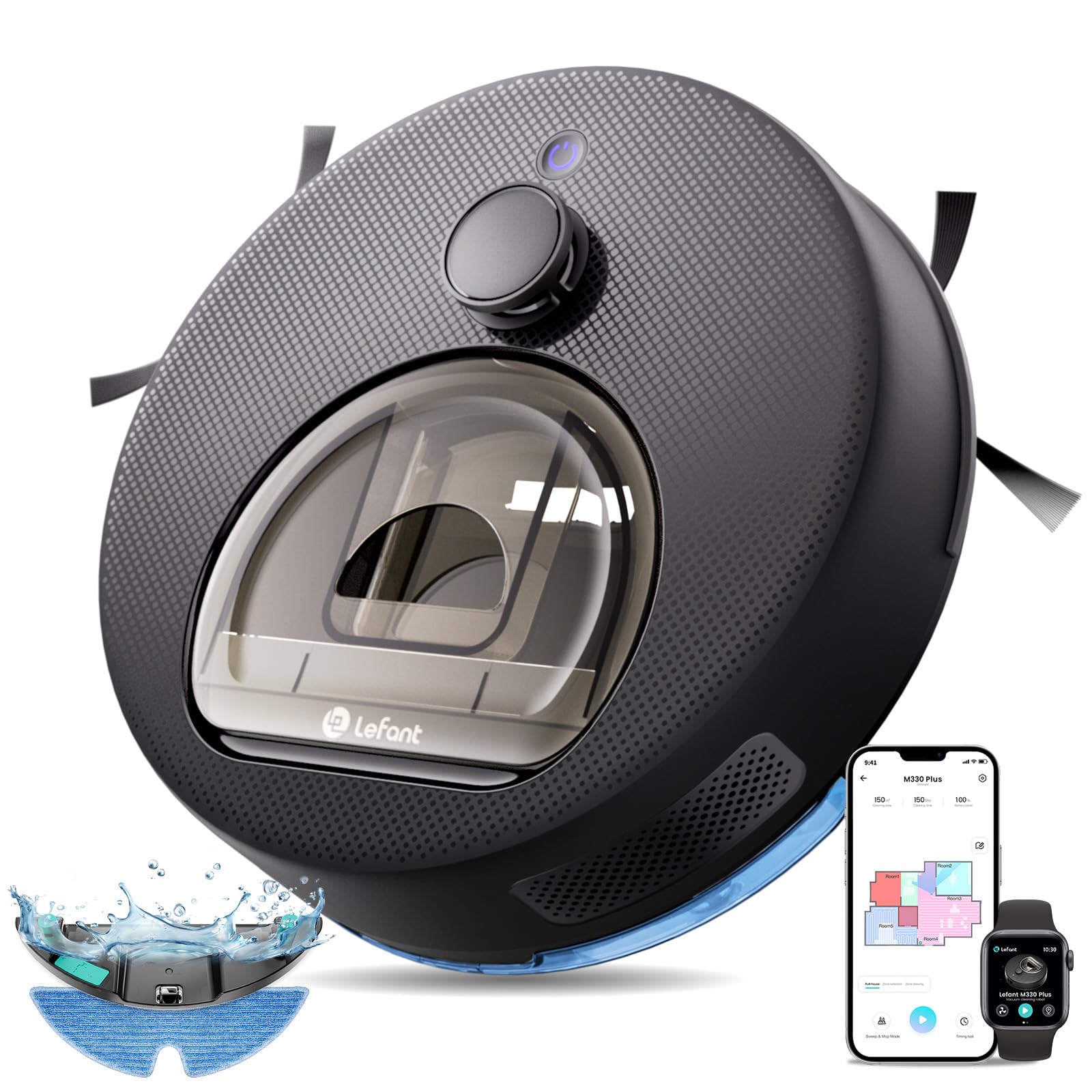 Robot aspirateur laveur serpillière 3 en 1 5000Pa anti-emmêlement