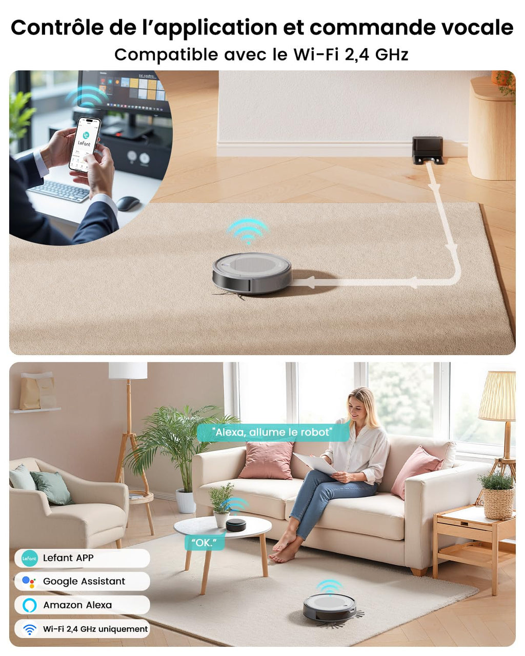 Robot aspirateur 6000Pa navigation laser ToF évitement précis obstacles