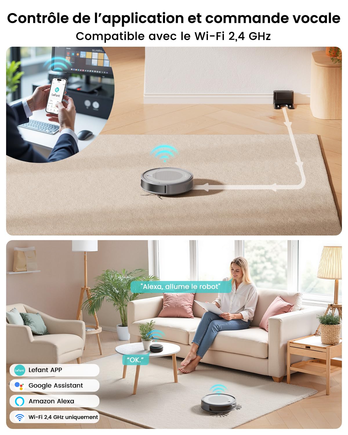 Robot aspirateur 6000Pa navigation laser ToF évitement précis obstacles