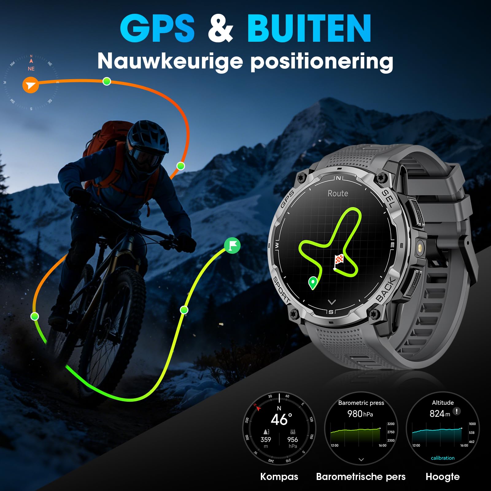 Montre connectée homme GPS militaire AMOLED 1,43 pouces HD appel Bluetooth