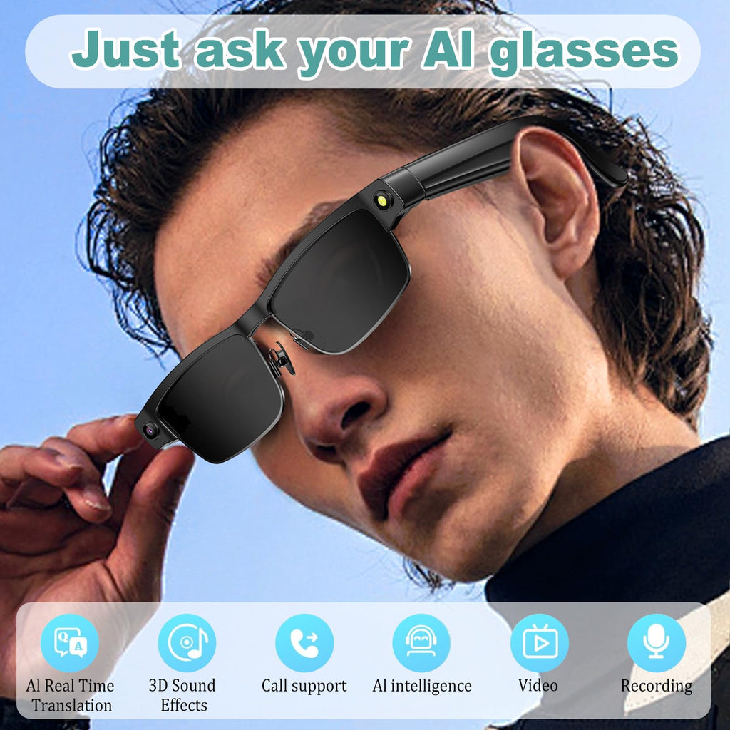 Lunettes connectées caméra 4K 800W HD assistant IA traduction sport