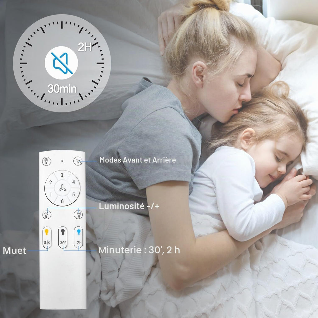 Ventilateur de plafond 132 cm silencieux LED — télécommande, minuterie — vue 6