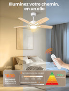 Ventilateur de plafond 106 cm LED télécommande — silencieux 20 dB — vue 3