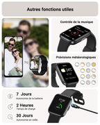 Montre connectée homme femme 1,85" Alexa — 100+ modes sport, SpO2, 3ATM