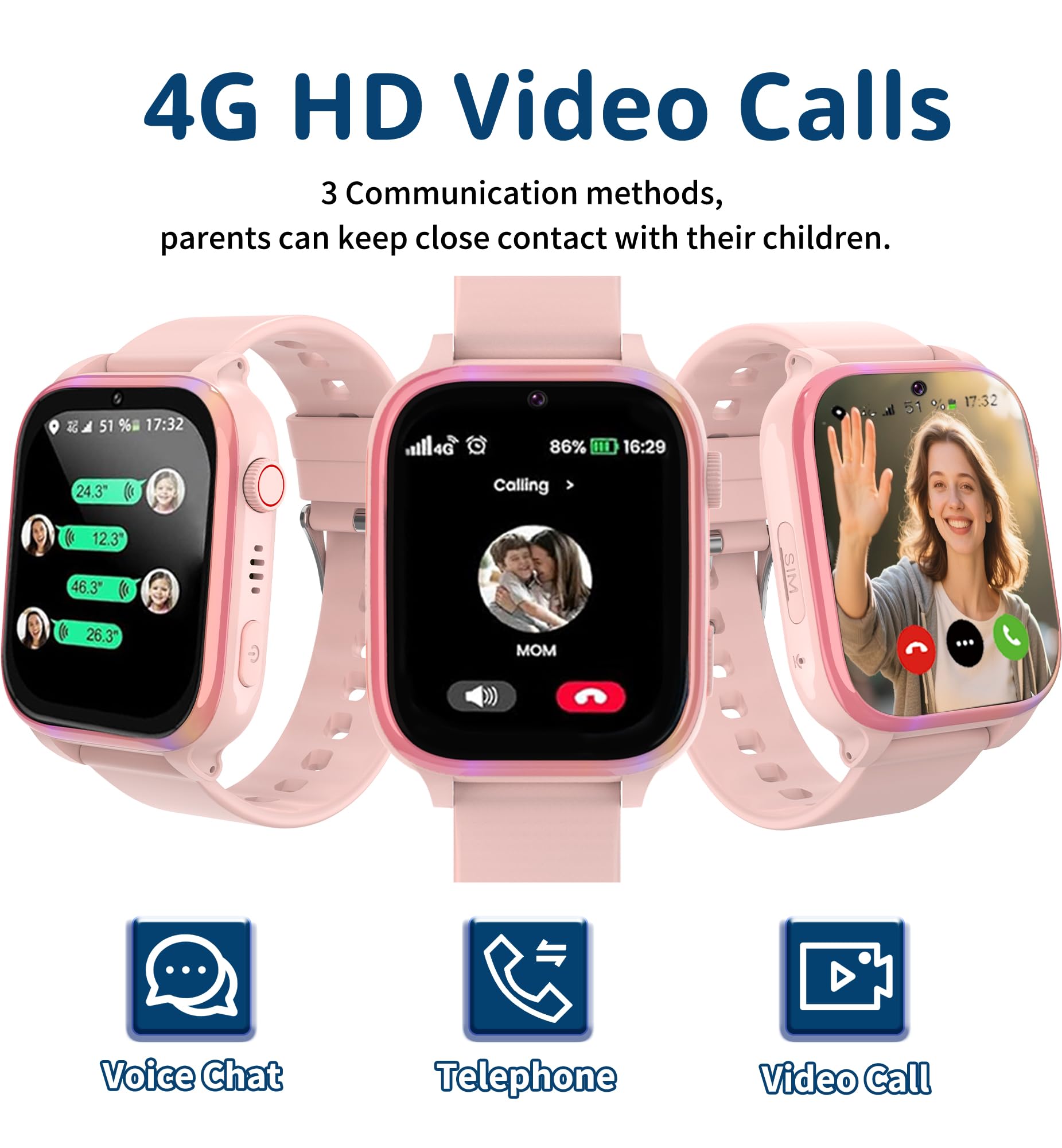 Montre connectée enfant 4G GPS téléphone appel vidéo SOS réveil sport