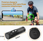 Caméra sport tubulaire 1080P étanche — WiFi, stabilisation EIS, compression H.265, batterie 1600 mAh