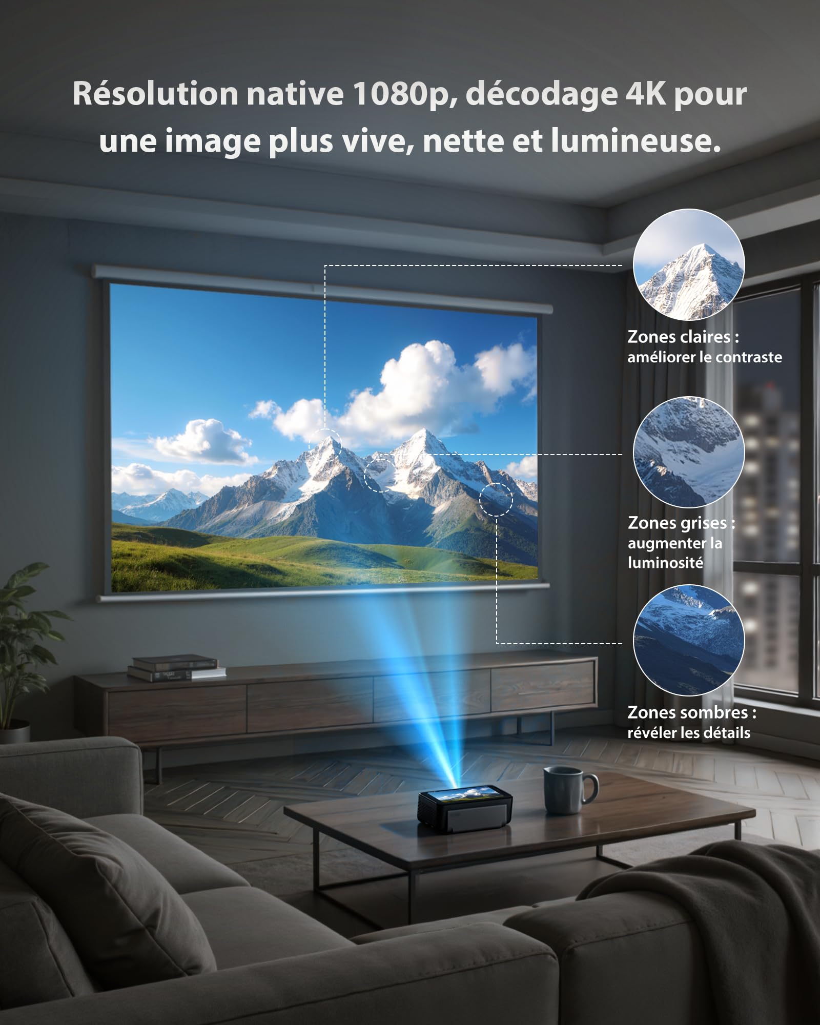 Vidéoprojecteur 4K 64Go stockage batterie intégrée Android 12 smart