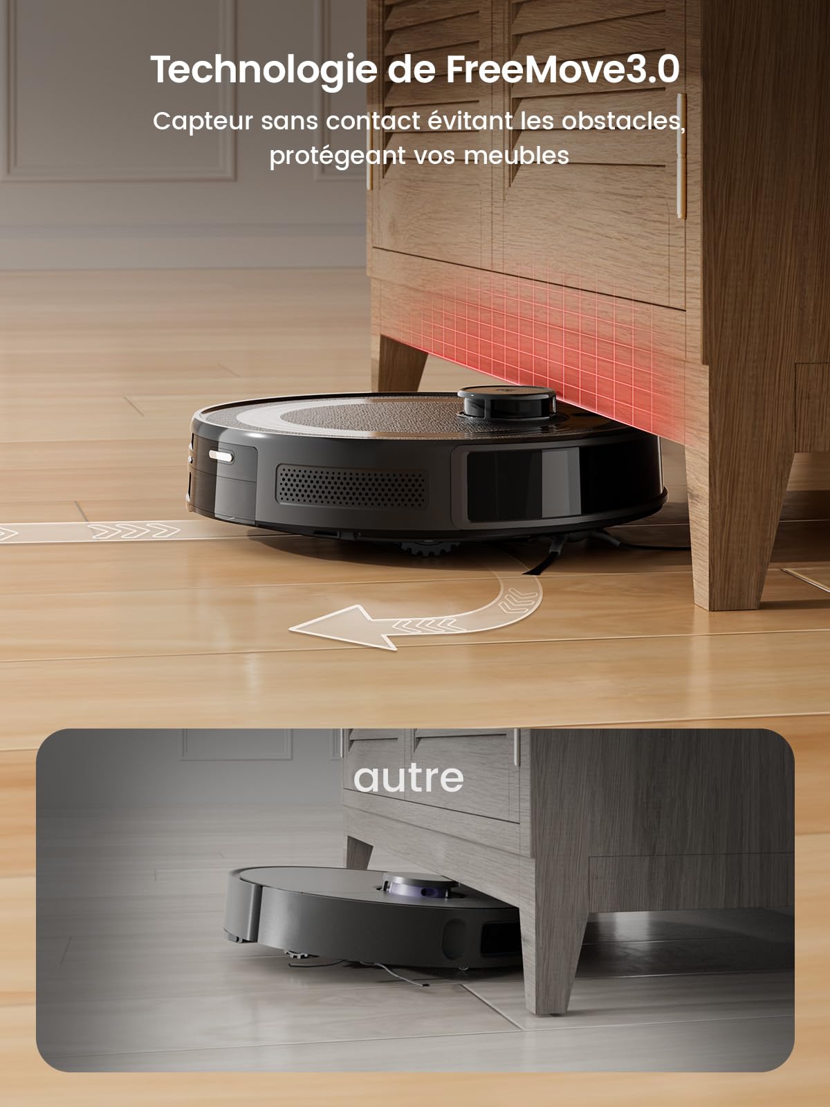 Robot aspirateur laveur navigation laser 6000Pa évitement obstacles intelligent