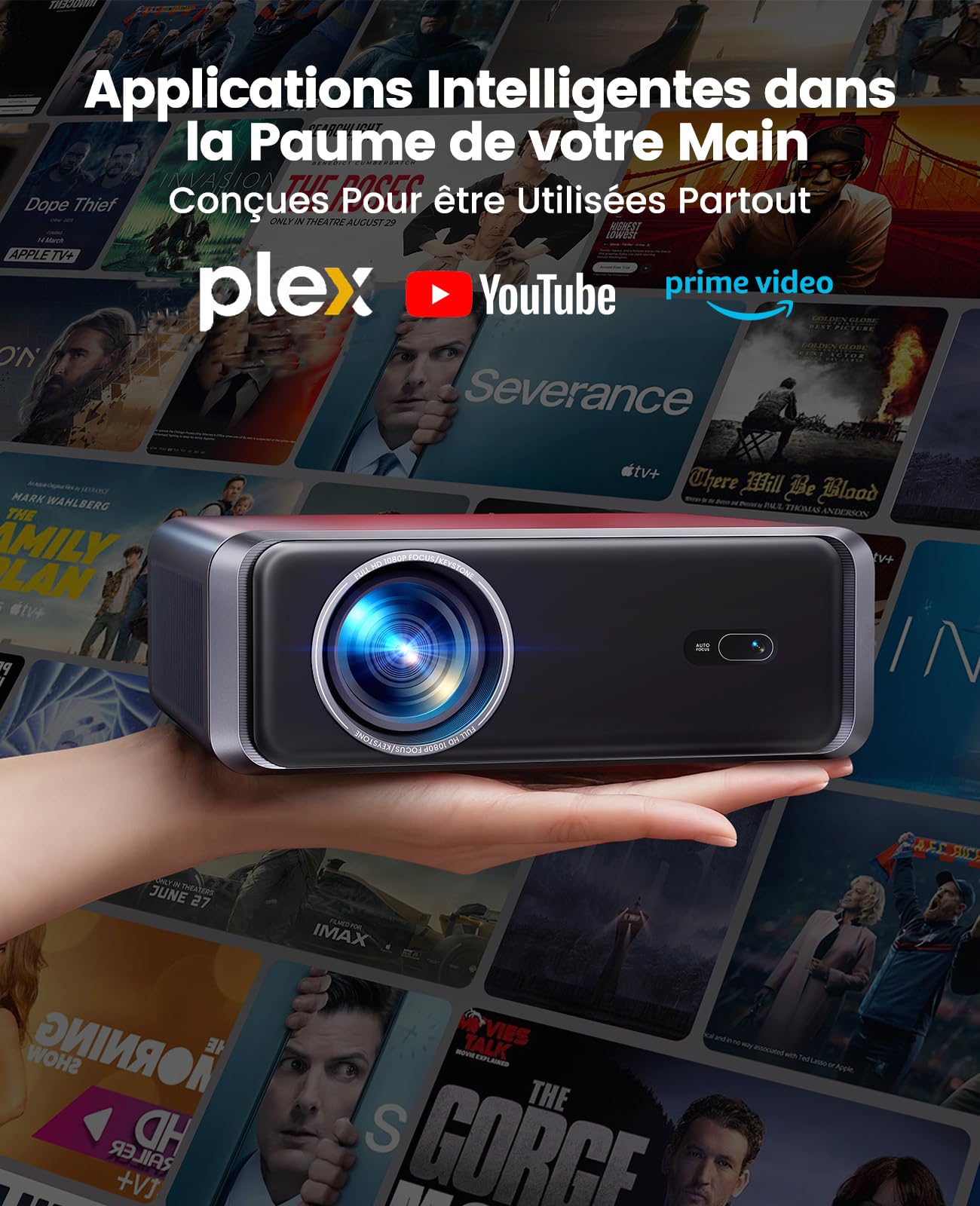Vidéoprojecteur 4K 1000 ANSI Netflix Dolby Audio FHD intelligent