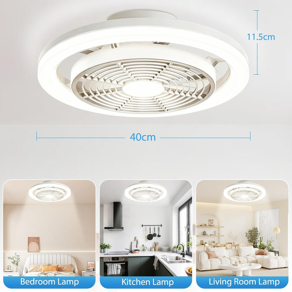 Ventilateur de plafond plafonnier LED Ø40 cm blanc — dimmable, discret — vue 7