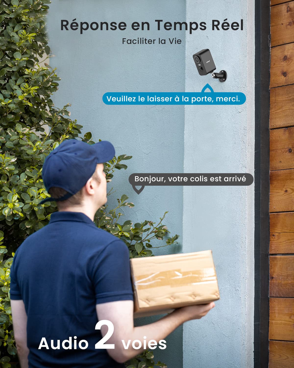 Caméra extérieure solaire sans fil 2K — 100% autonome, vision nocturne couleur, détection IA, audio bidirectionnel, IP65