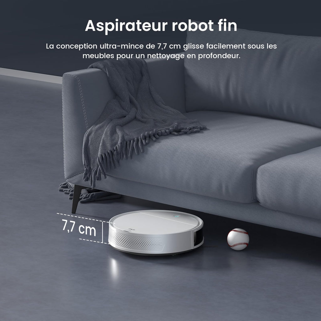 Robot aspirateur 5000Pa 180min ultra-mince 7.7cm évitement obstacles