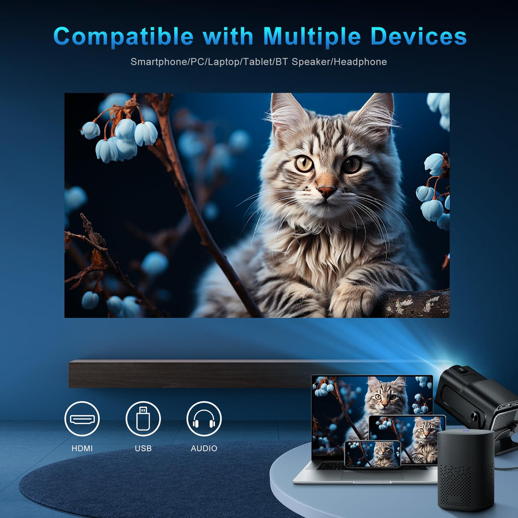 Vidéoprojecteur mini 4K FHD WiFi 6 Bluetooth 5.4 home cinéma compact