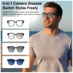 Lunettes connectées IA caméra 4K — monture fine, photo & vidéo mains libres