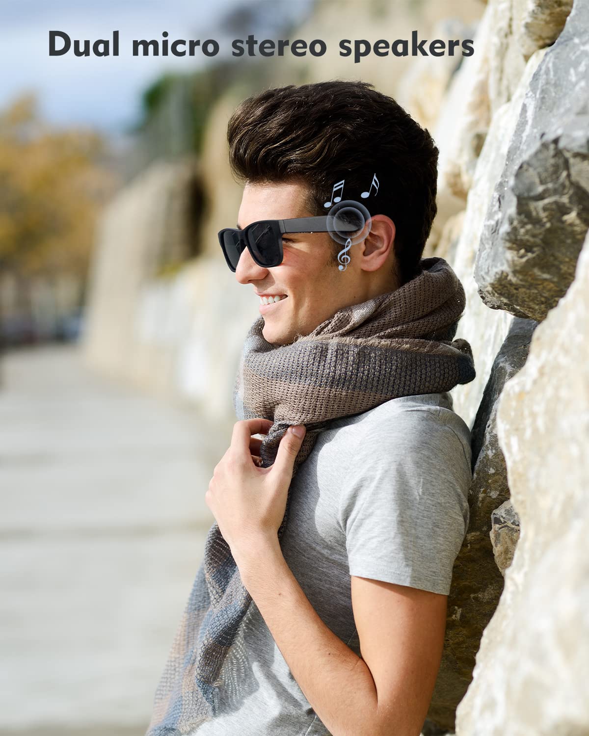 Lunettes audio Bluetooth — haut-parleurs ouverts, appels mains libres, UV400