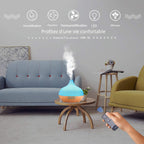 Diffuseur d'arômes 3-en-1 550 ml — humidificateur ultrasons, 7 couleurs LED, télécommande, arrêt auto