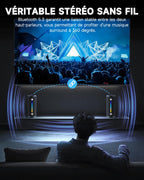 Enceinte Bluetooth lumineuse 25W — woofer + tweeter, 6 effets RGB, IPX7, 24h