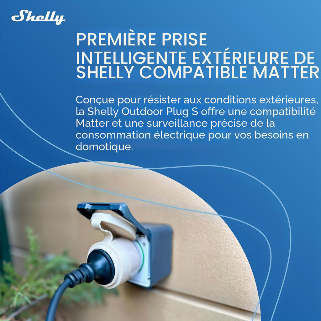 Prise connectée extérieure Matter WiFi étanche 12A 2500W Type F IP44