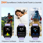 Montre connectée homme femme 1,85 pouces HD appel Bluetooth suivi sommeil