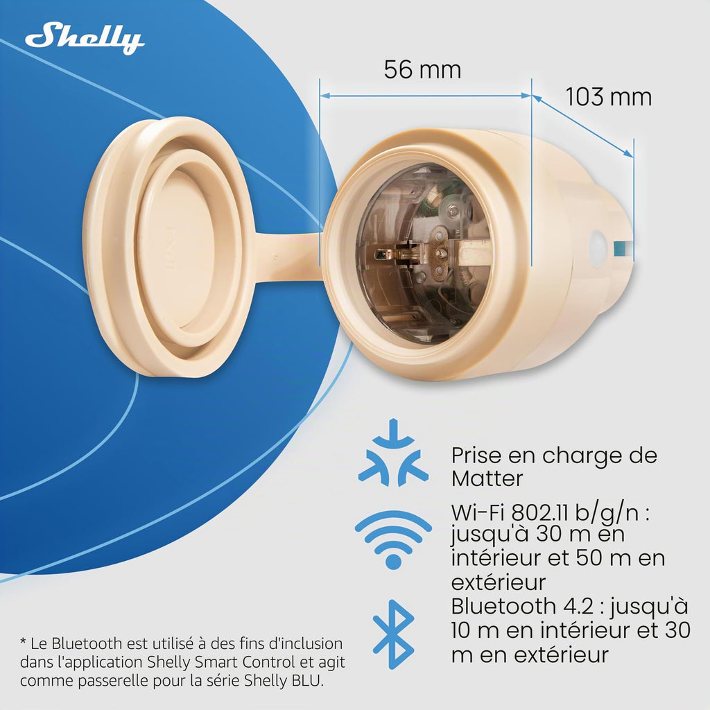 Prise connectée extérieure Matter WiFi étanche 12A 2500W Type F IP44